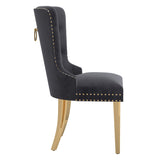 4. "Grey and Gold Upholstered Mizal Dining Chairs - Enhance Your Dining Experience"
