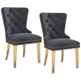 7. "Mizal Dining Chair, Set of 2 in Grey and Gold - Versatile and Chic Seating Option"