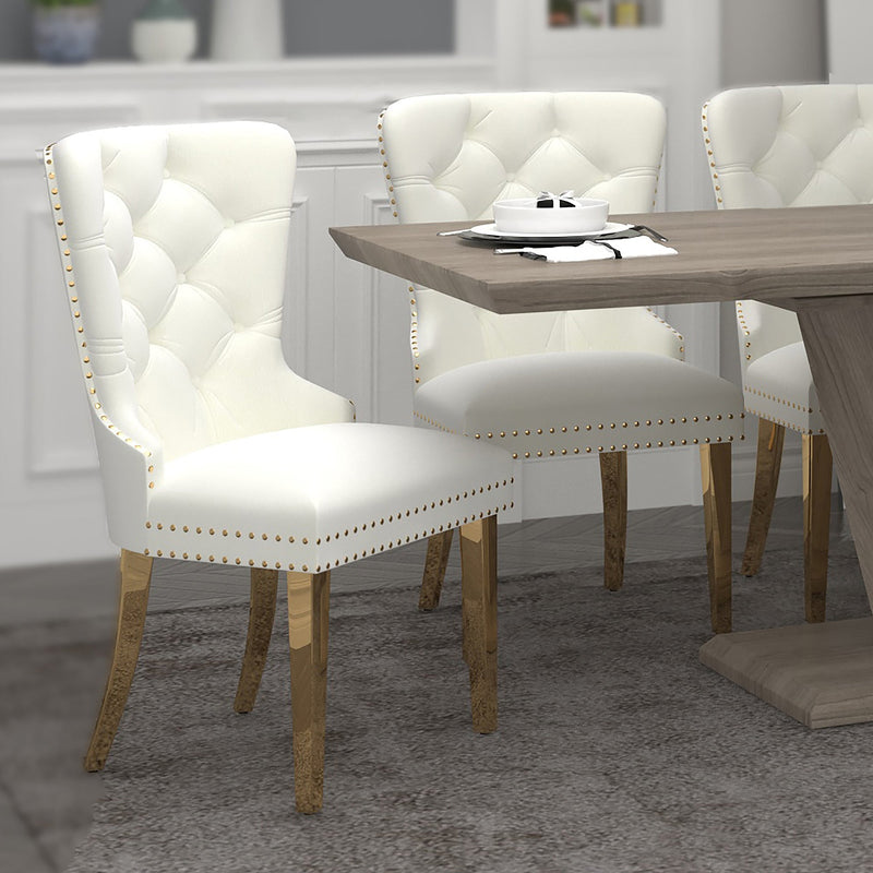 2. "Ivory and Gold Mizal Dining Chairs - Perfect for Modern Dining Spaces"