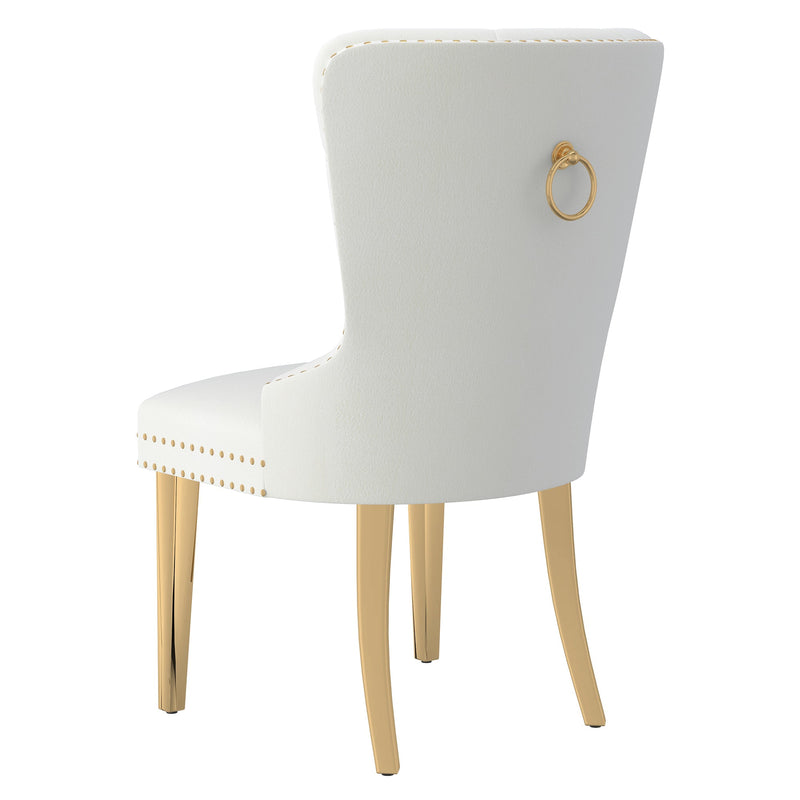 3. "Set of 2 Mizal Dining Chairs in Ivory and Gold - Luxurious and Comfortable"