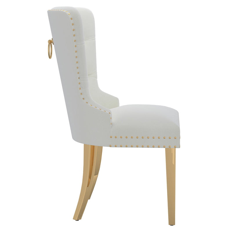 4. "Ivory and Gold Dining Chairs - Enhance Your Dining Experience with Mizal Set"