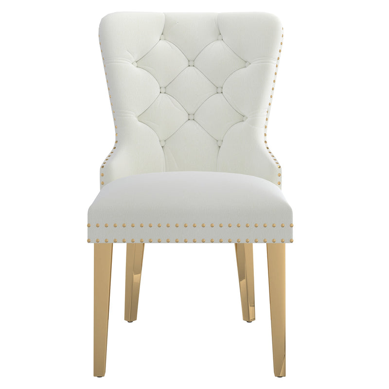5. "Mizal Dining Chair Set - Ivory and Gold Finish for a Sophisticated Look"