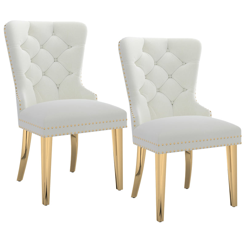 7. "Mizal Dining Chair Set in Ivory and Gold - Sleek Design for Contemporary Interiors"