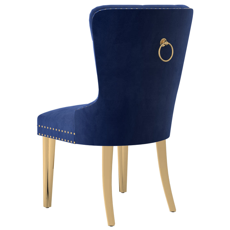 3. "Set of 2 Mizal Dining Chairs in Navy and Gold - Perfect for Modern Interiors"