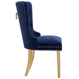 4. "Navy and Gold Upholstered Dining Chairs - Enhance Your Dining Experience"
