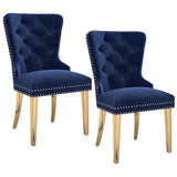 7. "Mizal Dining Chair Set of 2 in Navy and Gold - Sleek and Sophisticated Furniture"