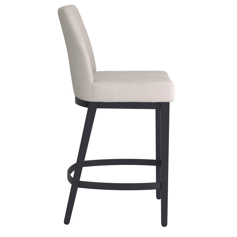 4. "Set of 2 Counter Stools - Beige Fabric and Black finish for versatile use"
