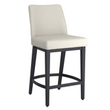1. "Jace 26" Counter Stool, Set of 2, Beige Faux Leather and Black Design"
