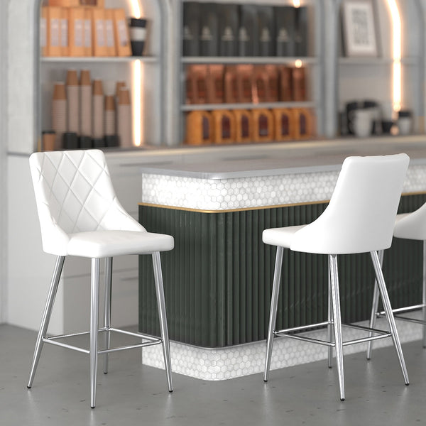 2. "White counter stools - Perfect addition to any kitchen or bar area"