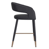 4. "Black Faux Leather Counter Stools - Set of 2, ideal for small spaces and compact kitchens"