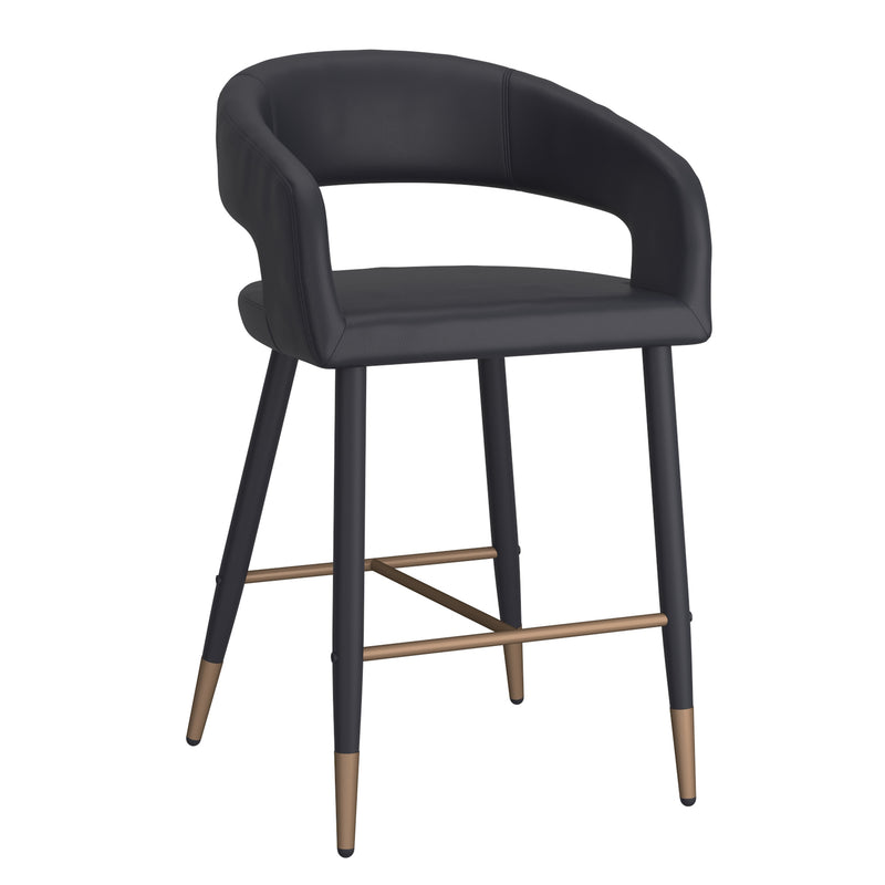 1. "Crimson 26" Counter Stool, Set of 2, in Black Faux Leather and Black and Aged Gold - Stylish and comfortable seating option"
