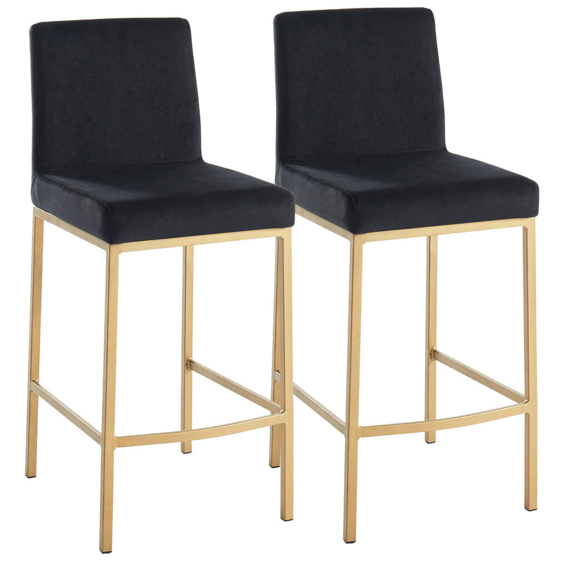 7. "Diego 26" Counter Stool, Set of 2 in Black and Aged Gold Leg - Easy to clean and maintain"