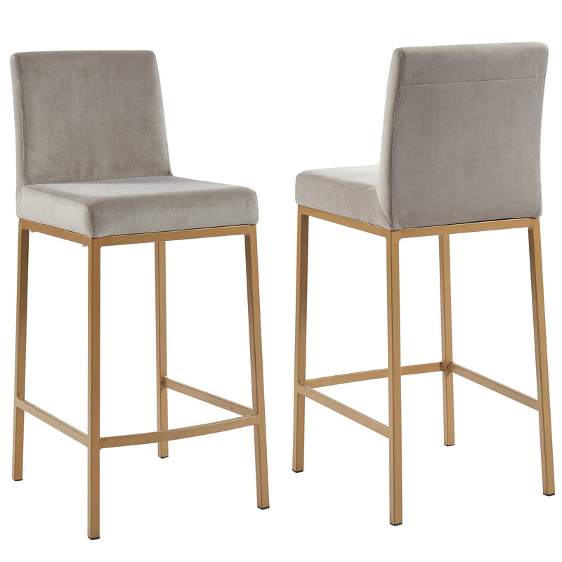 7. "Diego 26" Counter Stool, Set of 2 in Grey and Aged Gold Leg - Easy to clean and maintain"