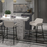 2. "Beige and Black Counter Stools - Set of 2 - Perfect for modern kitchen or bar area"