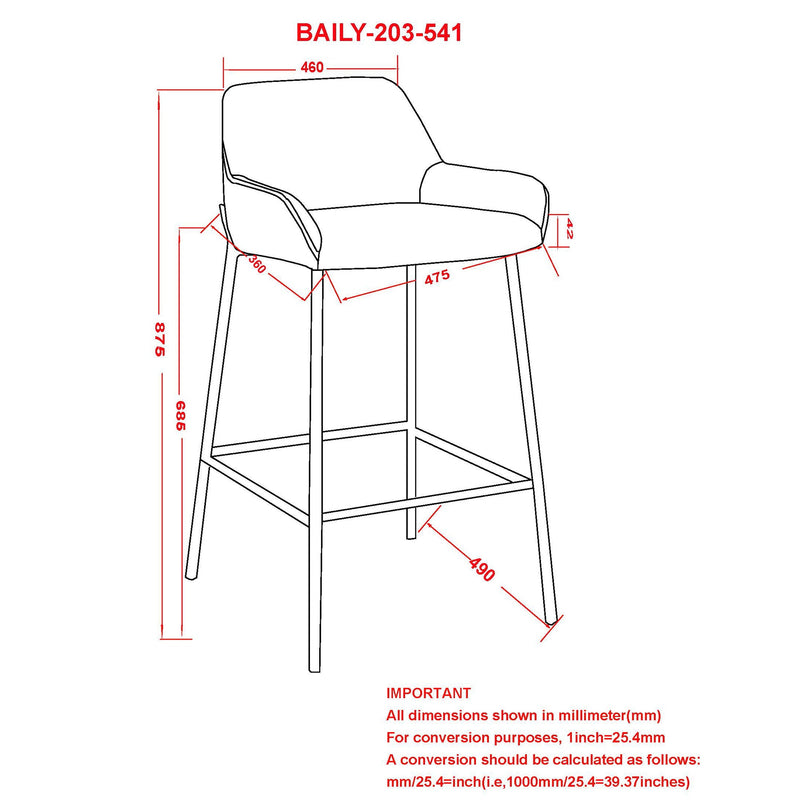 8. "Functional Baily 26" Counter Stool, Set of 2 in Grey and Black - Perfect for small spaces"