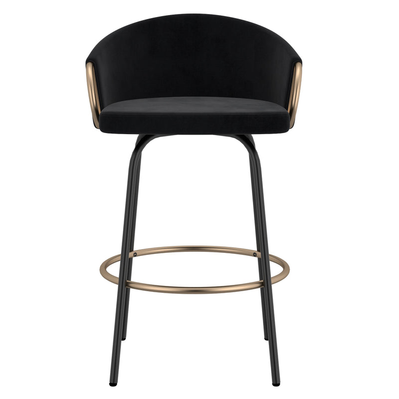 4. "Set of 2 Lavo Counter Stools - 26" Height, Black and Gold Finish"