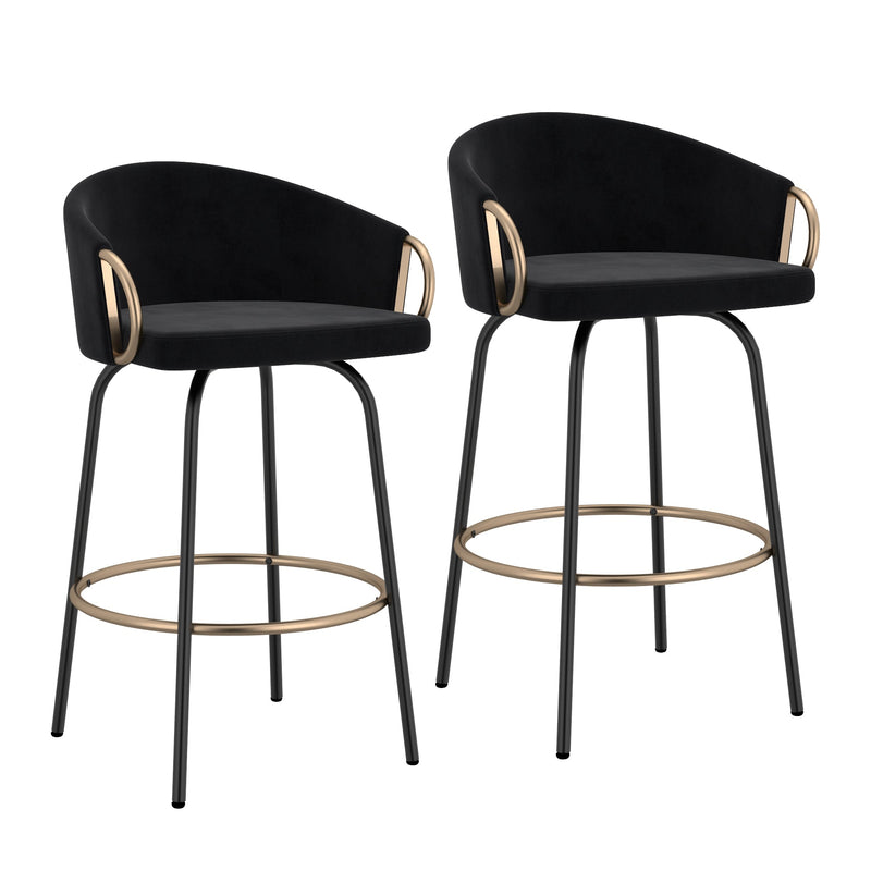 7. "Modern Black and Gold Counter Stools - Lavo 26" Set of 2 for Home Decor"
