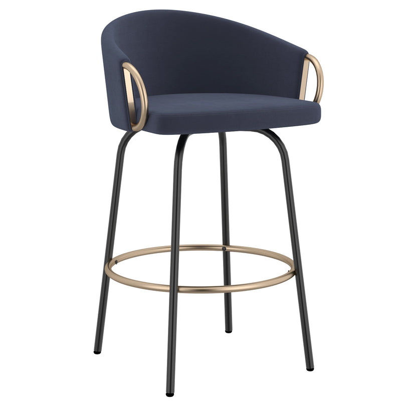 1. "Lavo 26" Counter Stool, Set of 2 in Blue and Black and Gold - Stylish and Comfortable Seating"