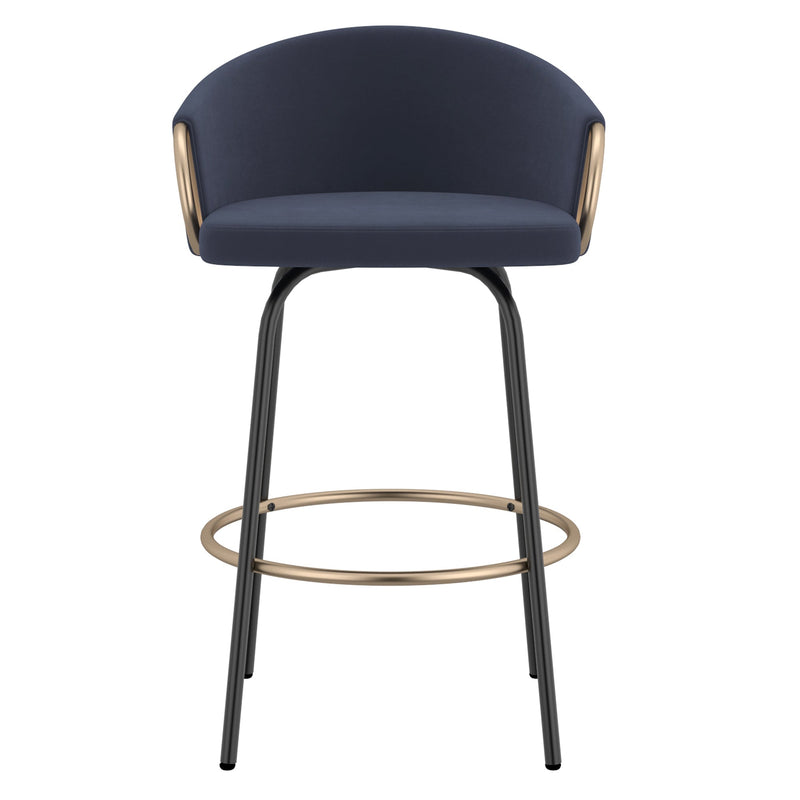4. "Elegant Blue and Black and Gold Counter Stools - Perfect for Modern Interiors"