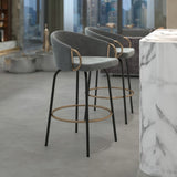 2. "Modern Lavo 26" Counter Stool, Set of 2 - Sleek design in Grey and Black and Gold"