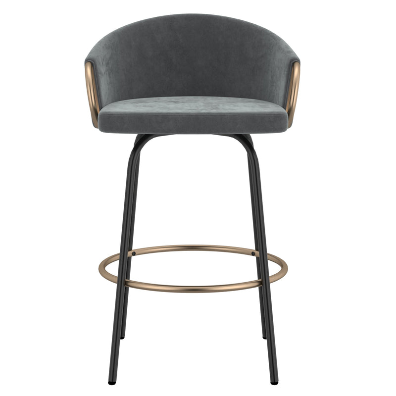 4. "Grey and Black and Gold Lavo 26" Counter Stool, Set of 2 - Elegant addition to any space"