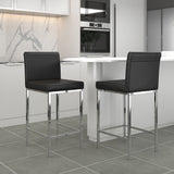 2. "Porto 26" Counter Stool, Set of 2 in Black and Chrome - Perfect addition to any contemporary kitchen"
