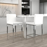 2. "White and Chrome Counter Stools - Perfect addition to any contemporary kitchen"
