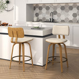 2. "Beige Fabric and Natural Zuni 26" Counter Stool - Perfect addition to any kitchen or bar area"
