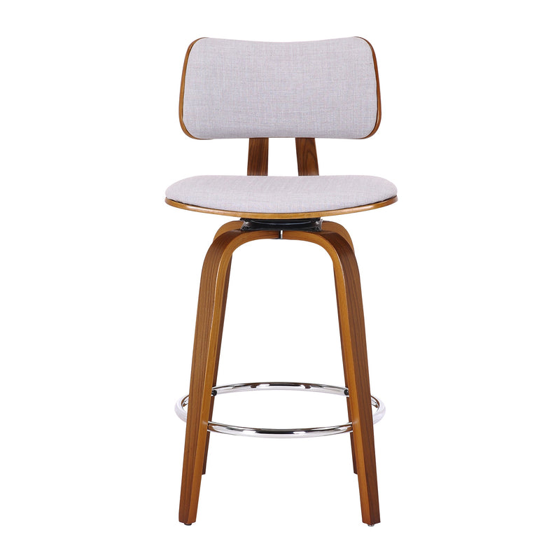 5. "Walnut and Grey Fabric Counter Stool - Elevate your kitchen or bar area with this modern seating choice"
