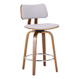 1. "Zuni 26" Counter Stool with Swivel in Grey Fabric and Walnut - Stylish seating for your kitchen or bar area"