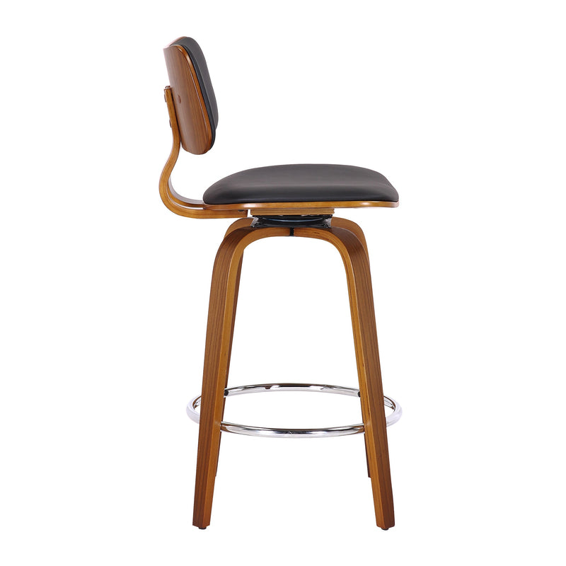 4. "Walnut and Black Faux Leather Counter Stool - Enhance your home decor with this elegant piece"
