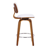 4. "Walnut and White Faux Leather Counter Stool - Enhance your home decor with this elegant piece"