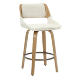 1. "Hudson 26" Counter Stool with Swivel in Beige Fabric and Natural - Comfortable seating for kitchen islands and bars"