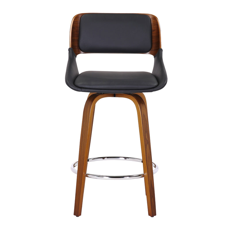 5. "Black Faux Leather and Walnut Counter Stool - Durable and easy to clean"