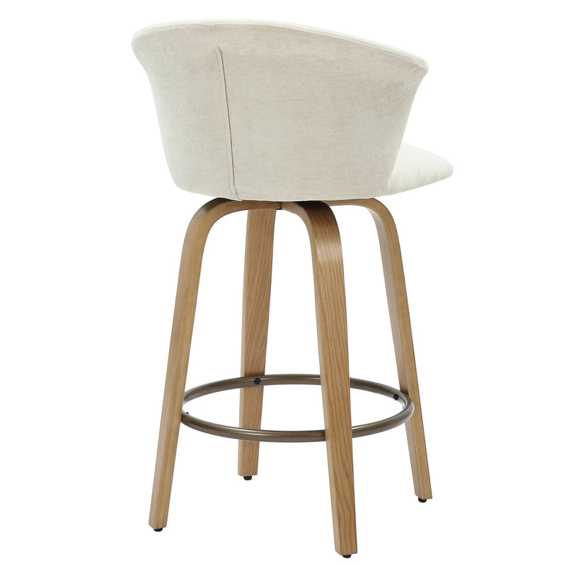 3. "Tula 26" Counter Stool - Beige Fabric and Natural Finish for a Modern Look"