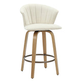 1. "Tula 26" Counter Stool in Beige Fabric and Natural - Stylish and Comfortable Seating Option"