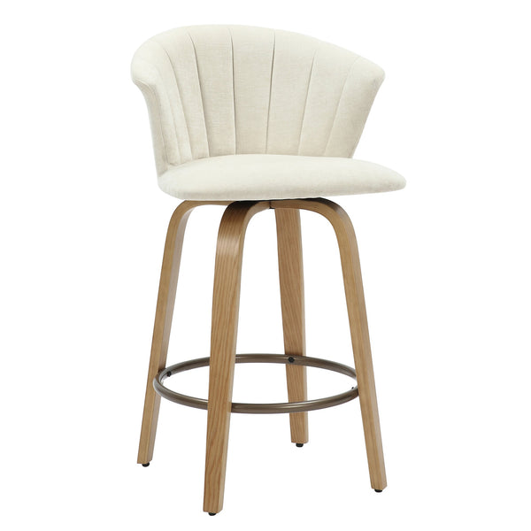 1. "Tula 26" Counter Stool in Beige Fabric and Natural - Stylish and Comfortable Seating Option"