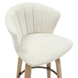 6. "Beige Fabric and Natural Counter Stool - Durable and Sturdy Construction for Long-lasting Use"