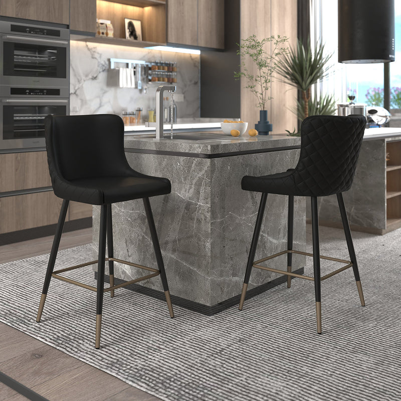 2. "Modern Xander 26" Counter Stool, Set of 2, in Black - Enhance your kitchen or bar area"