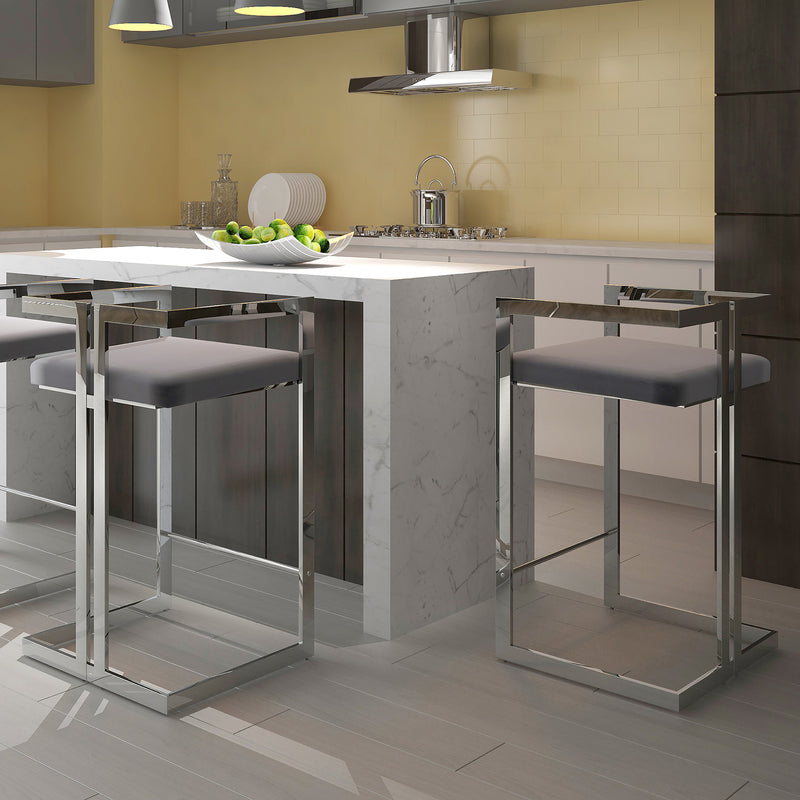 2. "Grey and Silver Counter Stool - Enhance your kitchen or bar area with the Cosmo 26" stool"