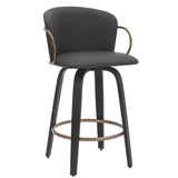 1. "Lawson 26" Counter Stool, Set of 2, with Swivel in Vintage Charcoal, Black and Aged Gold - Elegant and Functional Seating"