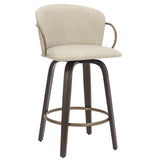 1. "Lawson 26" Counter Stool, Set of 2, with Swivel in Vintage Ivory, Brown and Aged Gold - Elegant and Versatile Seating"