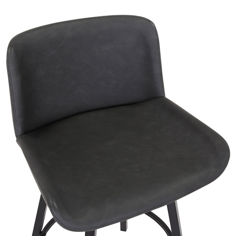 6. "Vintage Charcoal Faux Leather Counter Stool Set of 2 - Swivel Feature for Easy Movement"