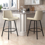2. "Vintage Ivory Faux Leather Counter Stools with Swivel - Set of 2"