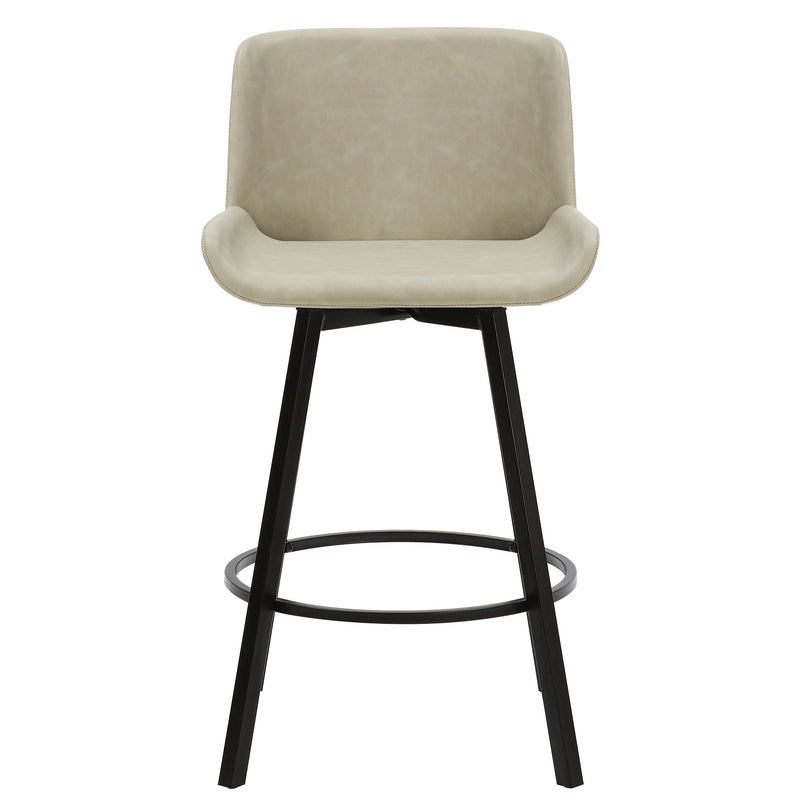 5. "Vintage Ivory Faux Leather Counter Stools - Set of 2 with Swivel"