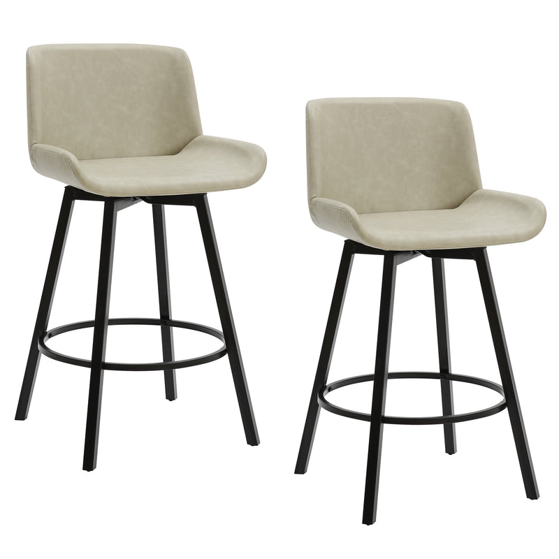 7. "Black and Vintage Ivory Faux Leather Counter Stools - Set of 2 with Swivel"