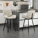 2. "Grey Fabric and Black Counter Stool - Set of 2, perfect for modern kitchen or bar area"