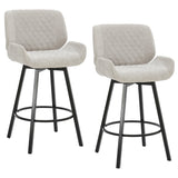 7. "Set of 2 Counter Stools in Grey Fabric - Create a cozy and inviting atmosphere in your kitchen"