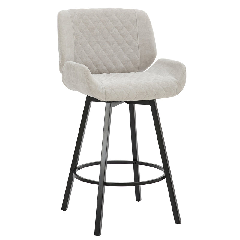 1. "Fraser 26" Counter Stool, set of 2, with Swivel in Grey Fabric and Black - Stylish and comfortable seating option"