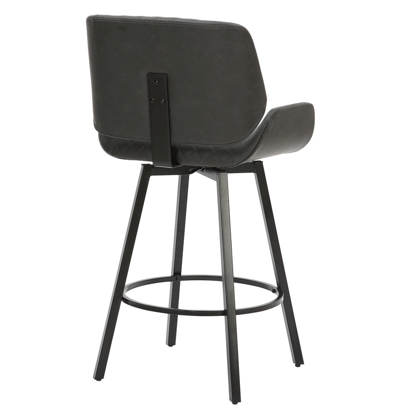 3. "Black Swivel Counter Stool, set of 2, with Vintage Charcoal Faux Leather"